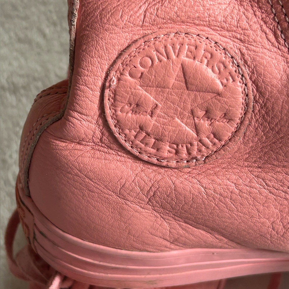Converse All-Star Salmon Pink Leather Lace High-Tops Women’s Size 8 Unisex - Picture 4 of 10